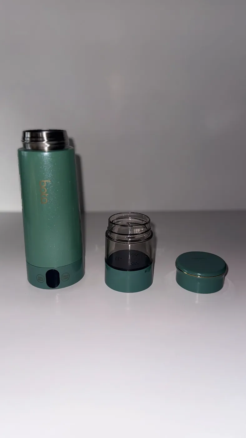 The BOTA separated into lid, steeping chamber and heated body